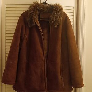 Woman brown suade winter coat